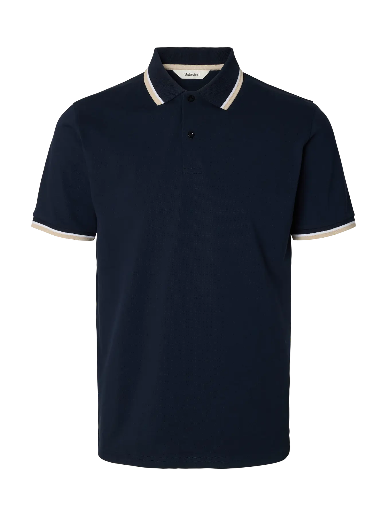 Polo Atlas Bleu marine/Beige - Selected